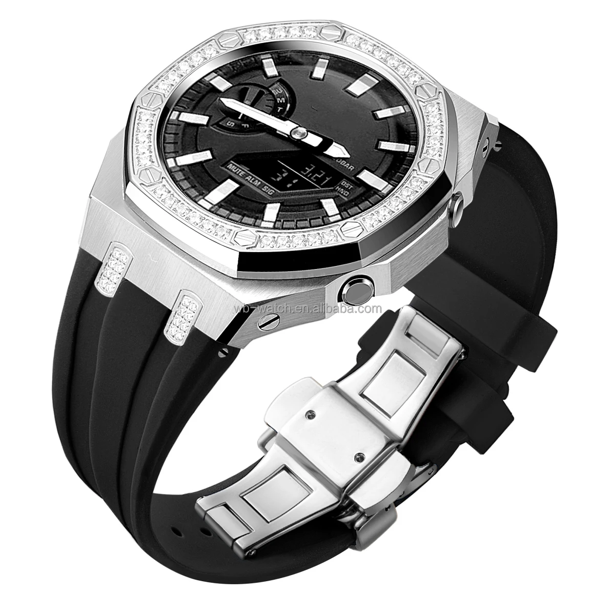 Оригинальный роскошный G shock Ga 2100 из нержавеющей стали Алмазный чехол для часов с силиконовым ремешком Shock Ga2100 Mod Kit