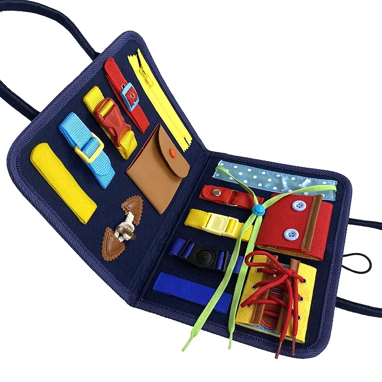 Montessori educational toys Custom design zipper button activity board felt toddlers busy board
