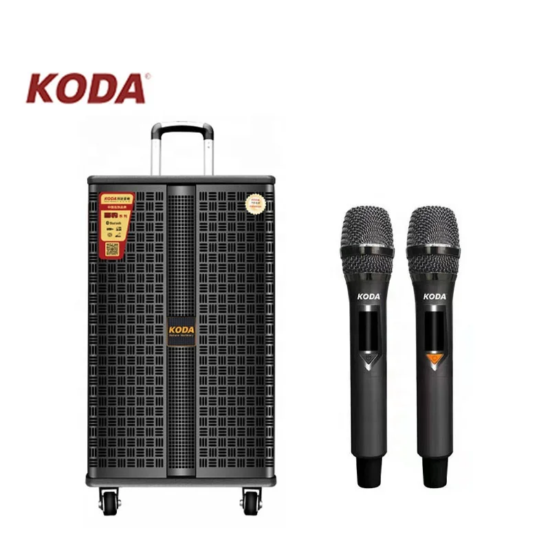 Big battery  BT  Sound system wireless wooden portable trolley speakers with guitar input SD USB