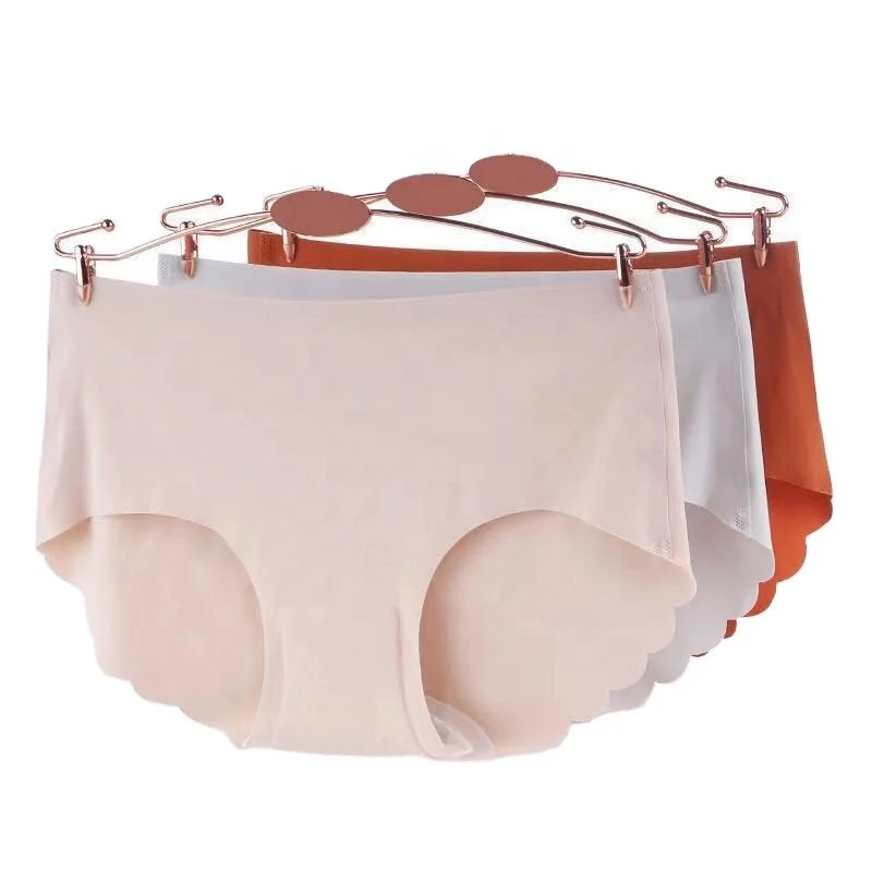 Latex Panties Ice Silk One Piece Seamless Mid-waist Briefs Dyed Supporter Underwear HL-001 Thai Natural for Women Adults Plain