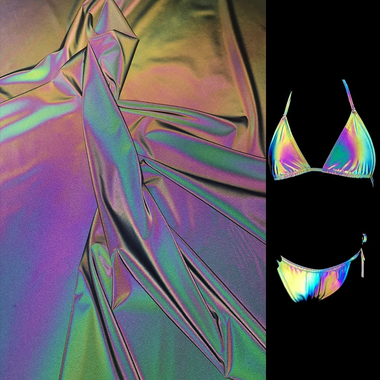 Aurora Rainbow Multicolor Reflective Spandex Fabric for Sale