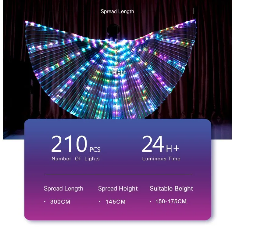 LED Angel Isis Wings Belly Dance LED Light Up Wings Show Costumes Festival Isis Wings Prop Festival Party Performance Wear