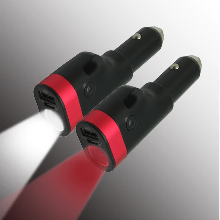 
Promate 6 in 1 Car Charger Power Bank with LED Torch Flash Light 12V/24V USB window breaker 