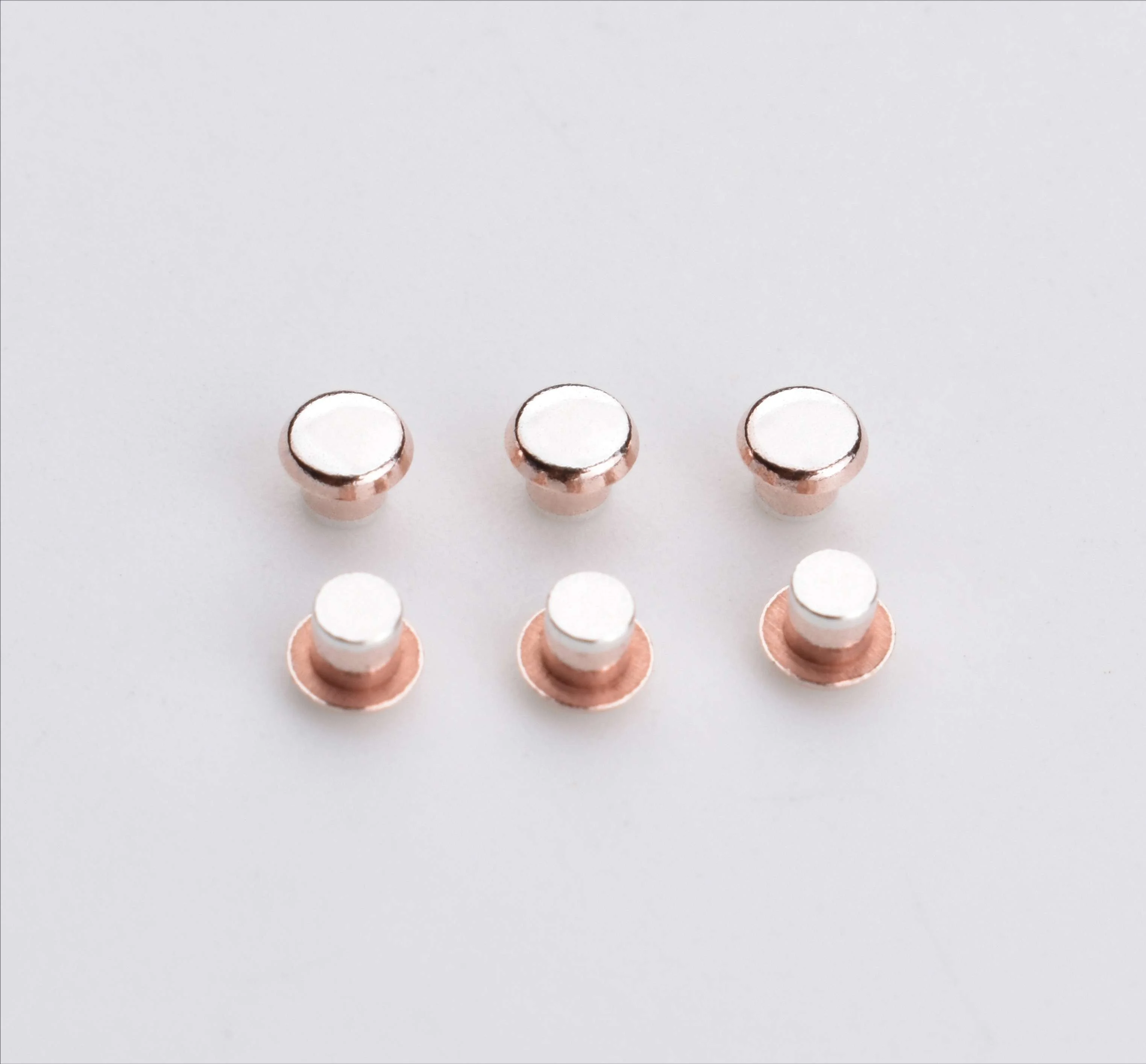 Customized Three-Material Stamping Parts Trimetal Contact AgSno12 Silver Alloy Copper Rivet