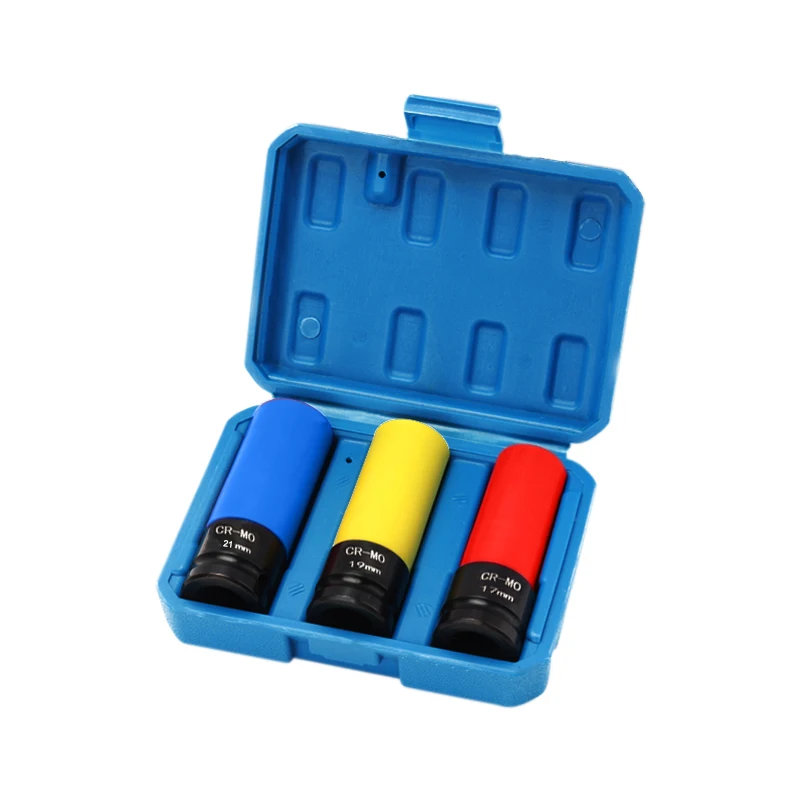 Wholesale 3 PCS Impact Socket Set 1/2 Drive Deep Socket 17mm 19mm 21mm Car Repair Color Impact Socket Set