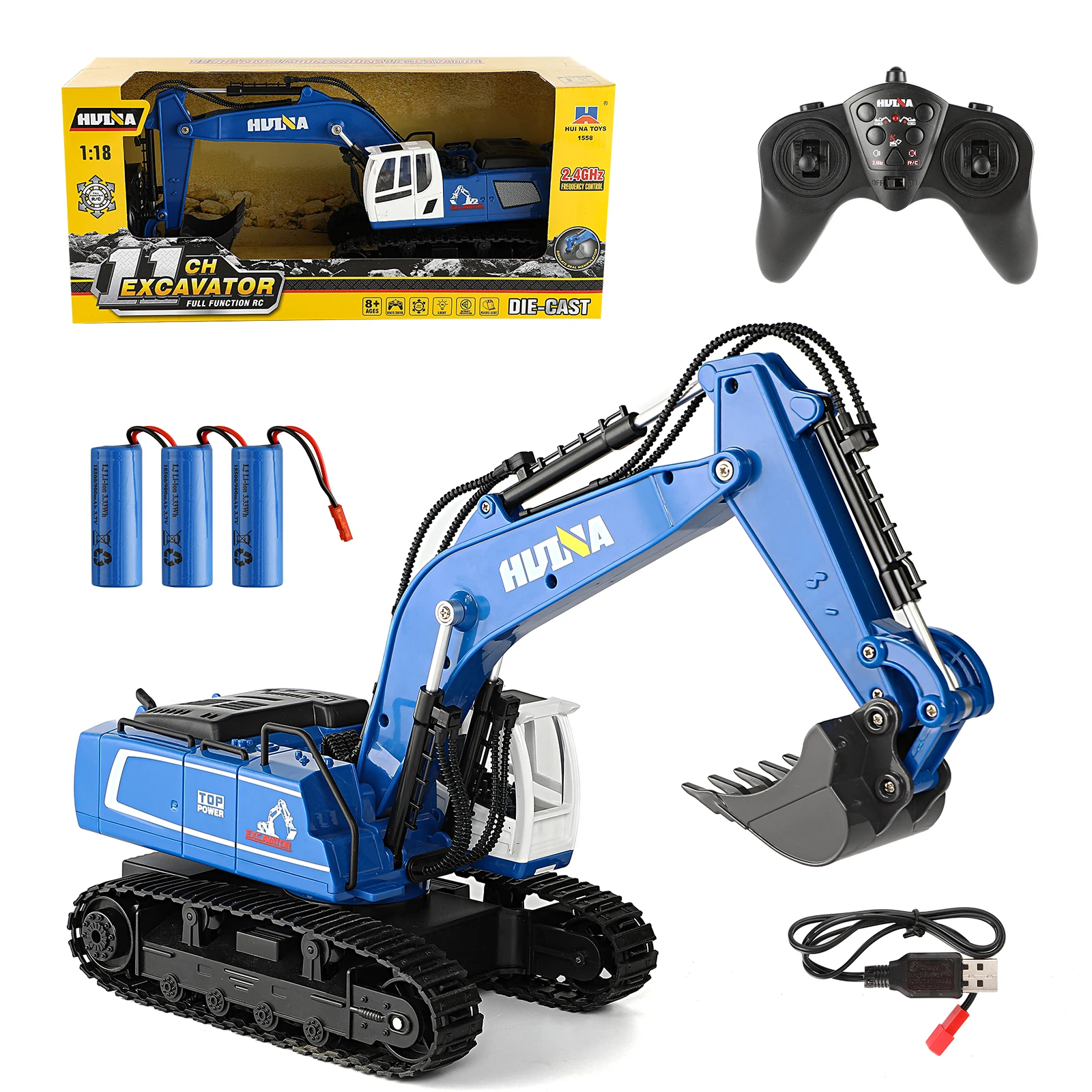 R/C 11ch 1/18 Crawlers Engineering Vehicle Tractor RC Excavator Remote Control Car Alloy Toys