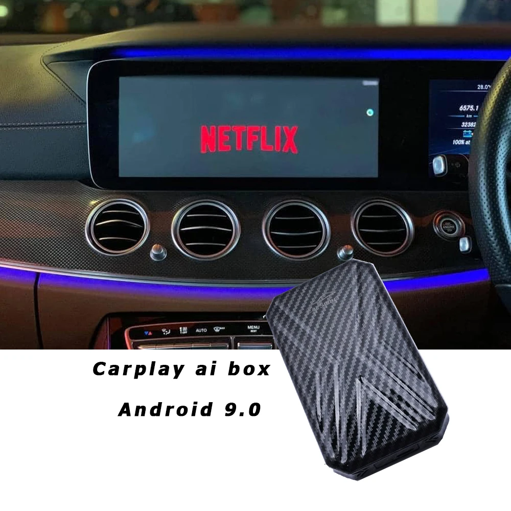 Carplay ai box andorid 90 CP600 Plus 4 + 32G USB подключение и воспроизведение YouTube Netflix часы Поддержка