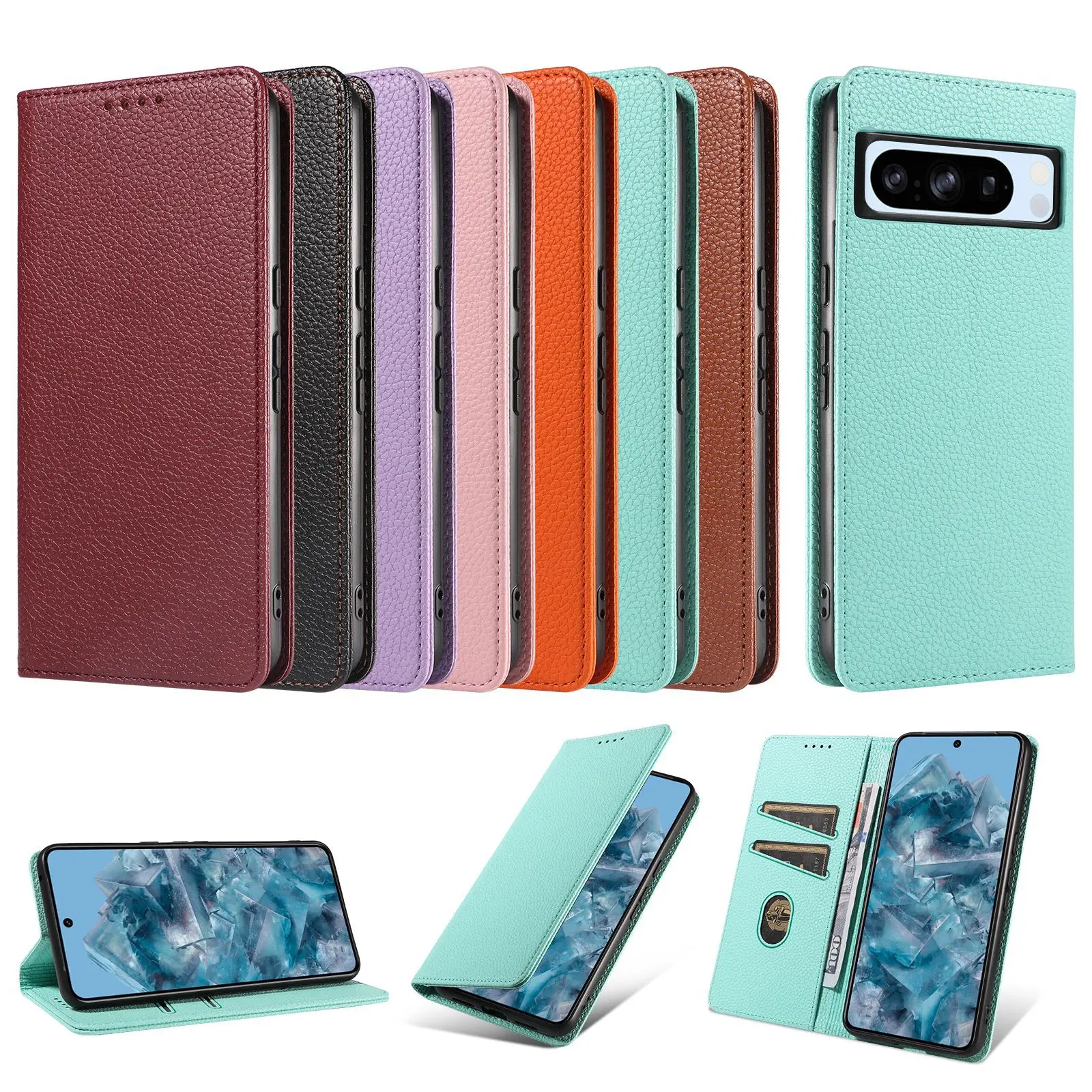 Casepert Luxury Wallet Leather Phone Case For Google pixel 9 Pro / 9 Pro XL 5G Flip Cover With Holder Bag Shockproof Phone Pouch