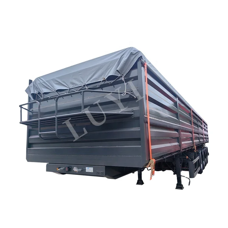 High Quality 4 axle Side Door grain transport side tipper Dump Truck Semi-Trailer