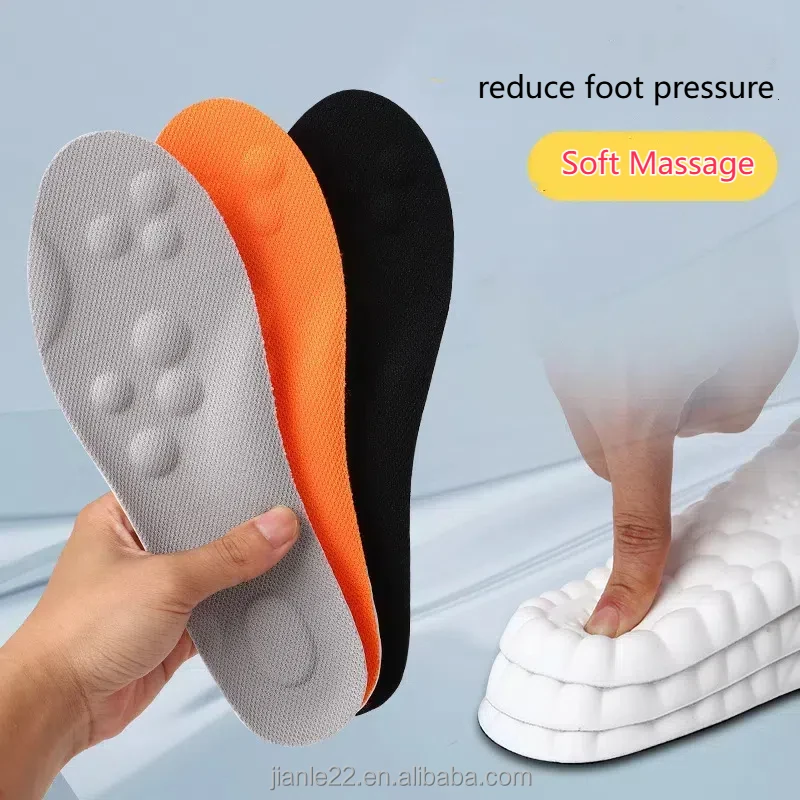 Sports insole boys women step on shit feeling PU anti-bacterial anti-odor breathable high elastic shock absorbent casual insoles