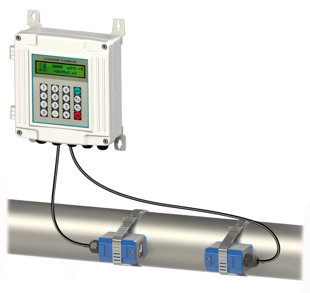 LCD Display clamp on ultrasonic flowmeter wall mounted sewage ultrasonic digital flowmeter