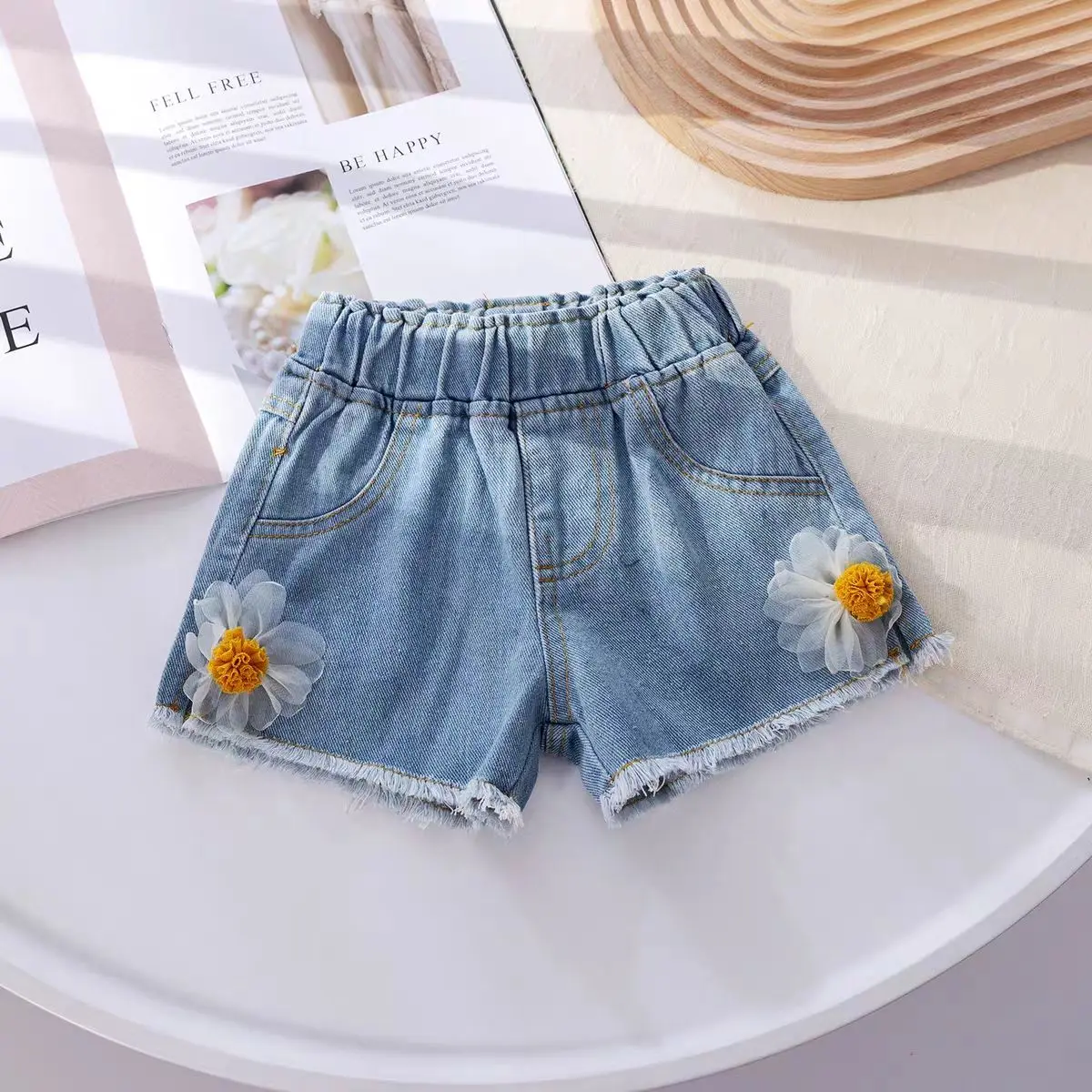 2023 New Fashion toddler girls short jeans summer solid short denim hot shorts for girls