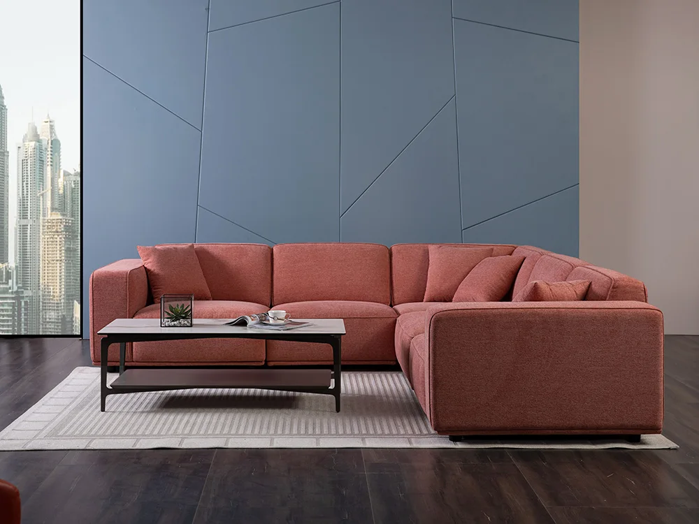 hot sale 5 seater design living room corner soft upholstery modern fabric sofa for home