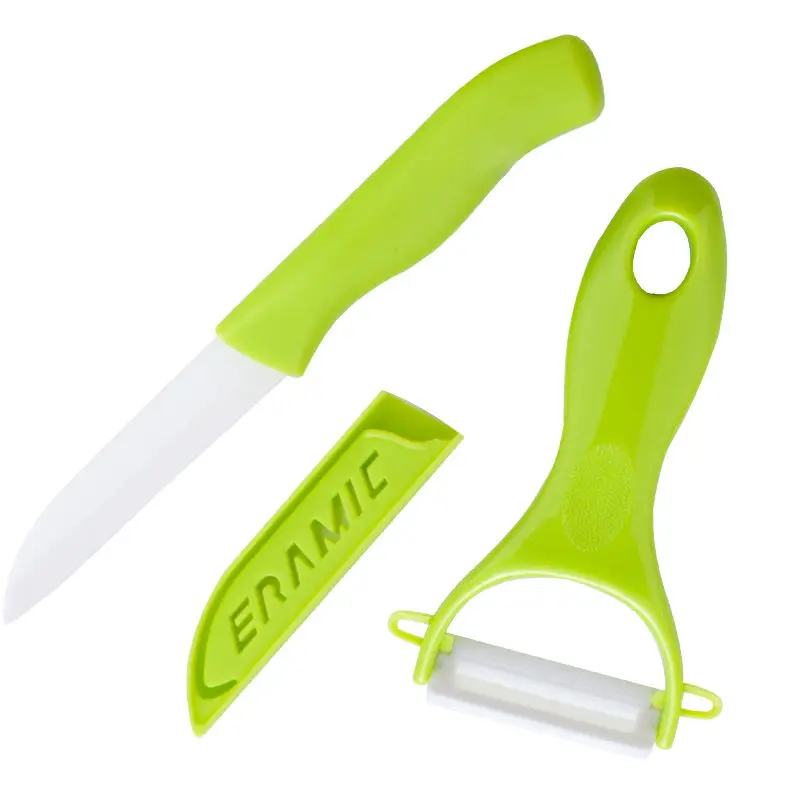 Cheap Hot Sale Zirconium oxide household contact safe 2pcs ceramic fruit knife and peeler set