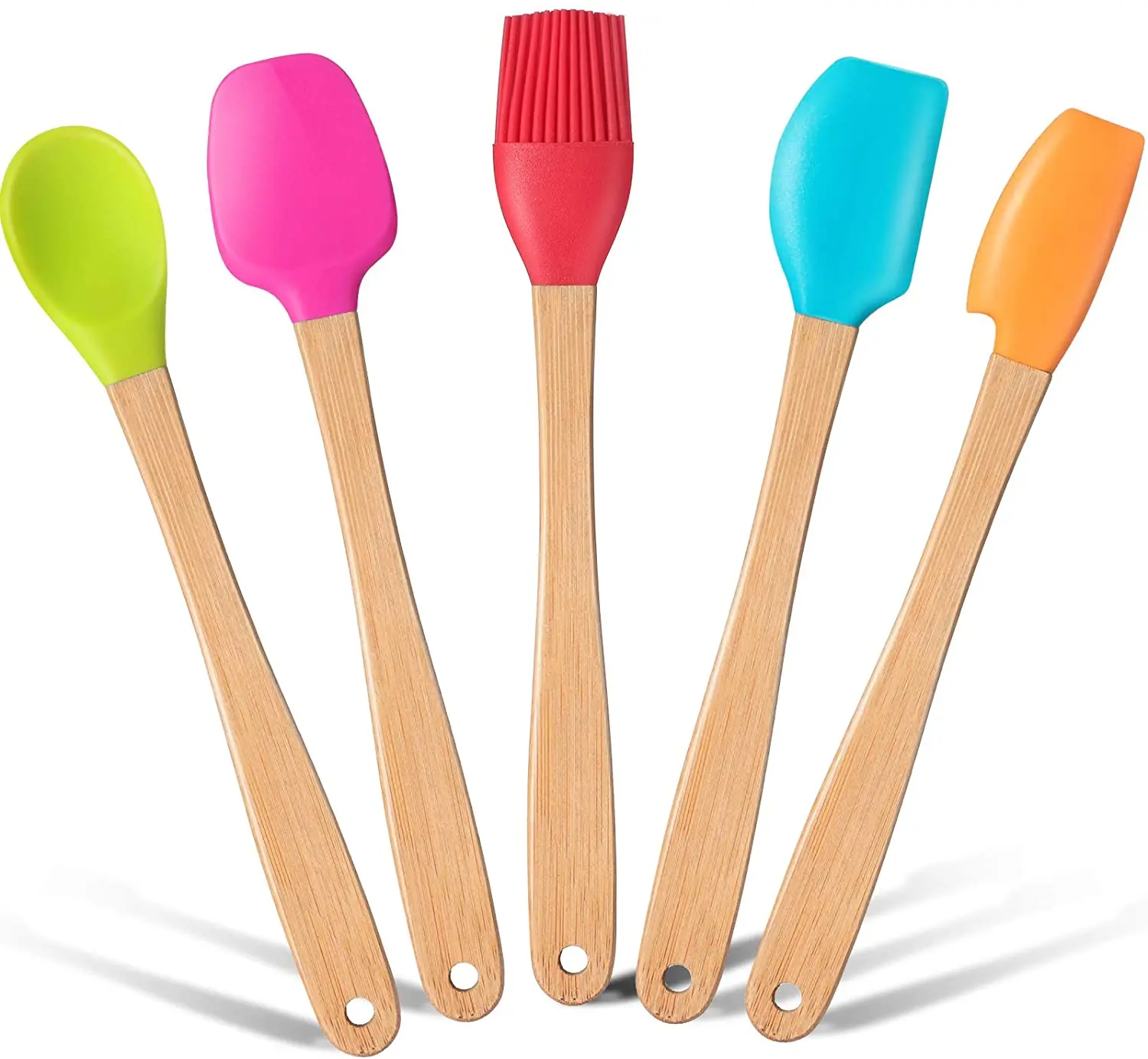 Набор кухонных принадлежностей для семьи, детей, набор инструментов для выпечки из 5 мини-лопаток, щетка для выпечки, ложка, набор силиконовых шпателей