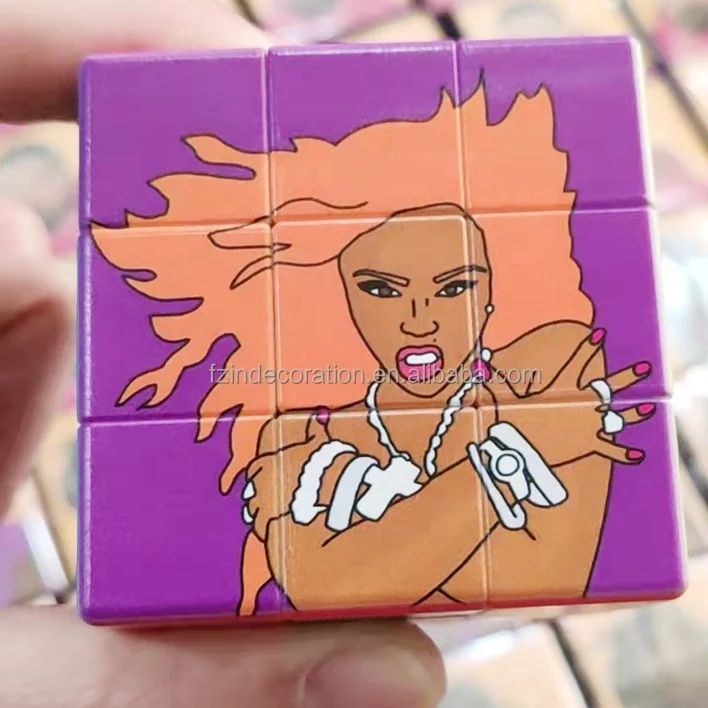 Customized rotating puzzle cube PS/ABS material custom pictures UV printing magical rubix cube