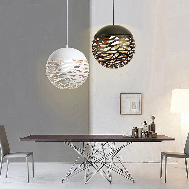 Black Laser Cut Metal Sphere Shade Ball Hanging Round Pendant Light