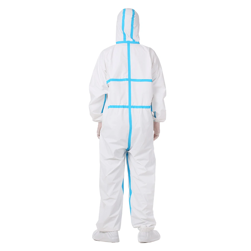2020 New Long Sleeve Hooded Protective Suit White Protective Clothes Overall Coveralls Anti Bacterial Work Medical Suit