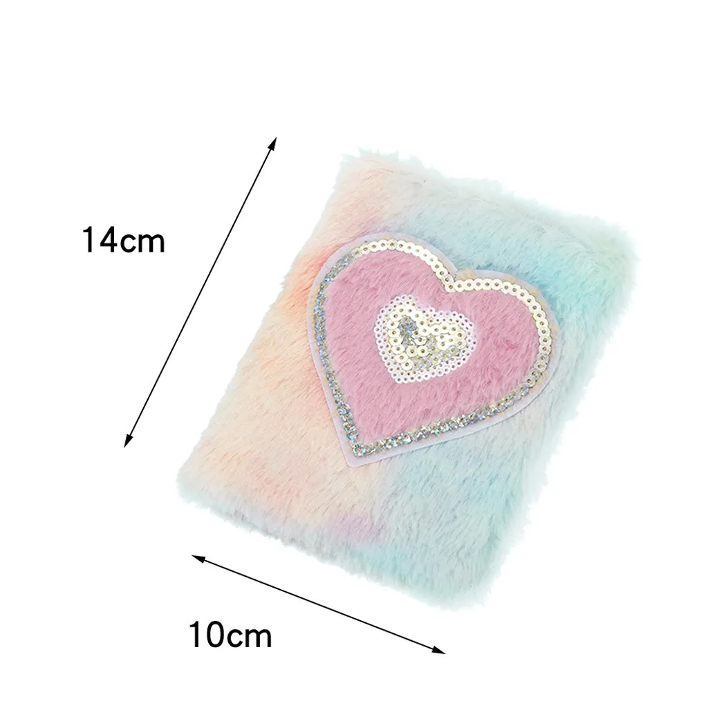 
Anime note book cute stationery hardcover fur cover diary women notebook plush for gift girl 