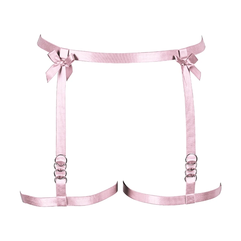 Black Punk Body Harness Garter Thigh Waist Elastic Strappy Rose Red  Stockings Suspender Belt Hollow out Rave Gothic Leg