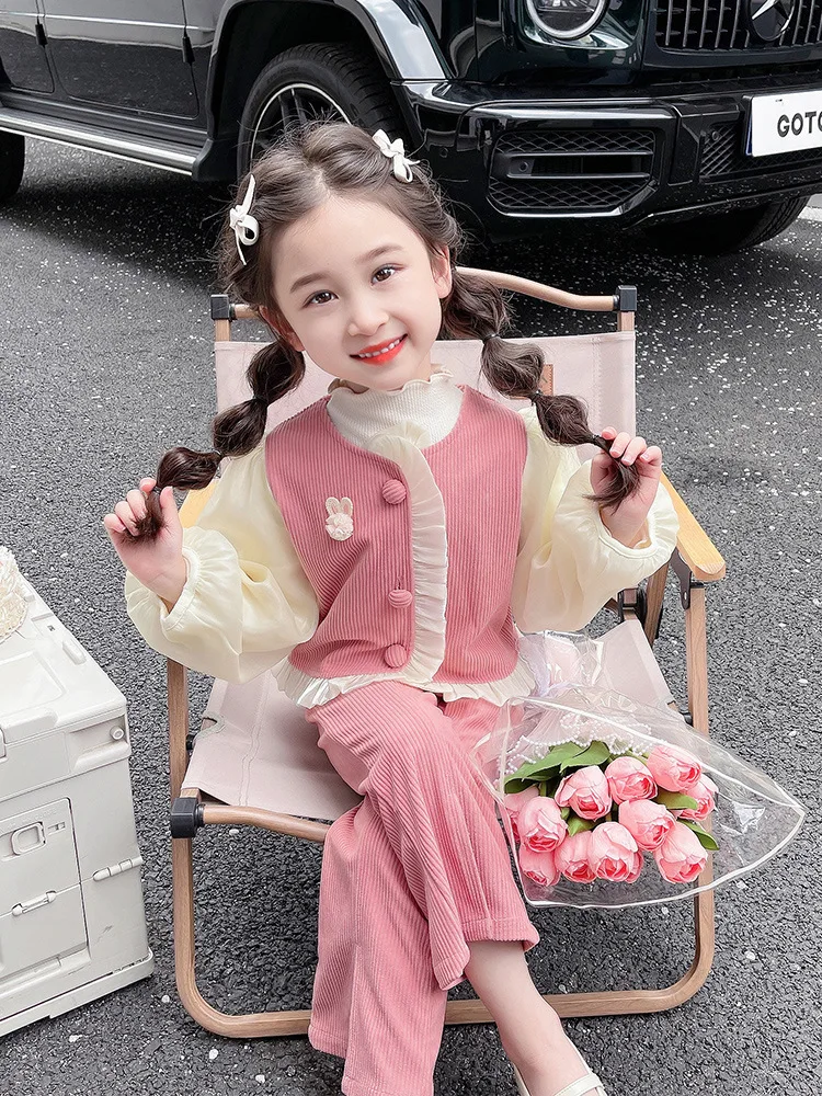 Wholesale Fashion Spring Baby Wear Autumn 2pcs Kids Dress Suits Casual Girls Clothes Sets