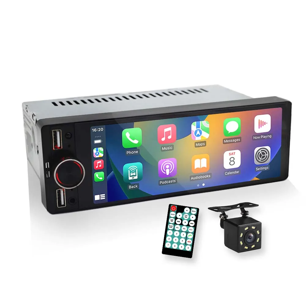 Single din Carplay 6.36inch car radio car dvd player Back UP Camera BT FM 2USB car mp5 player