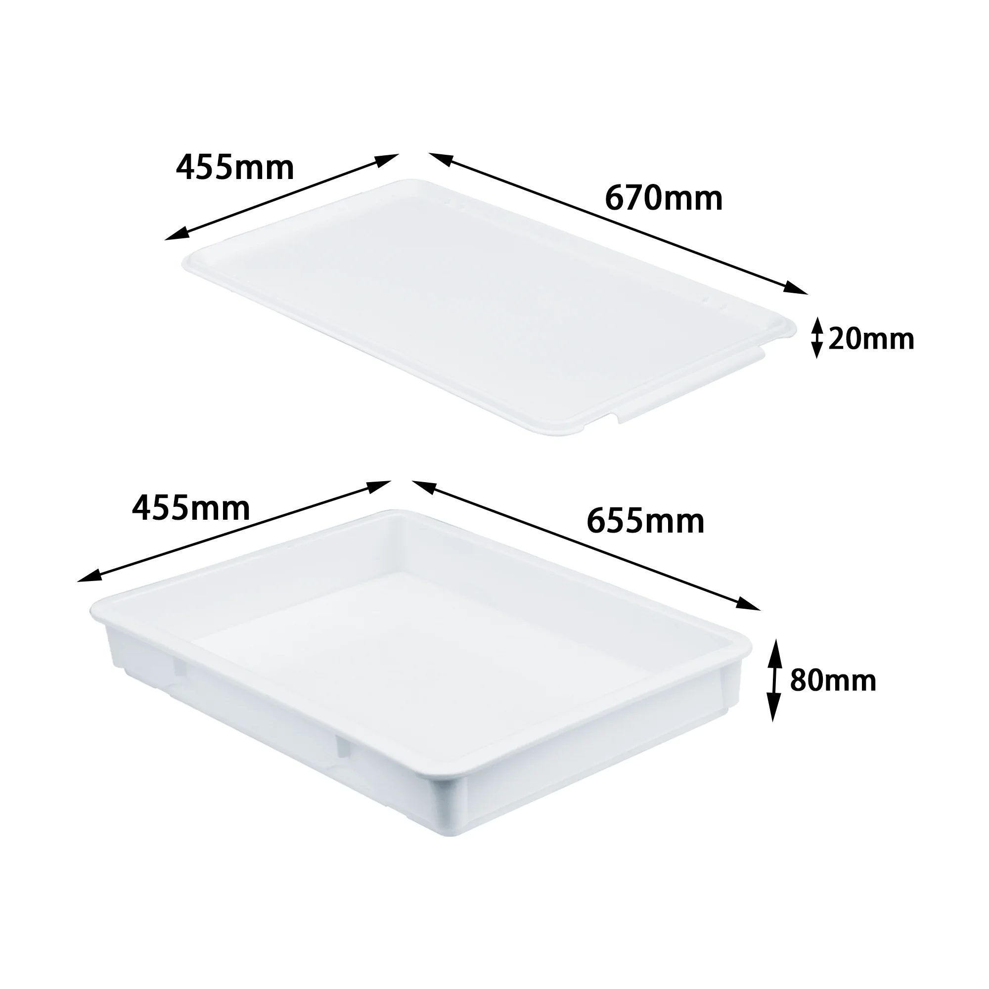 QS 655*455*80mm pizza dough box dough proofing box customized with polypropylene stackable dough box with lid