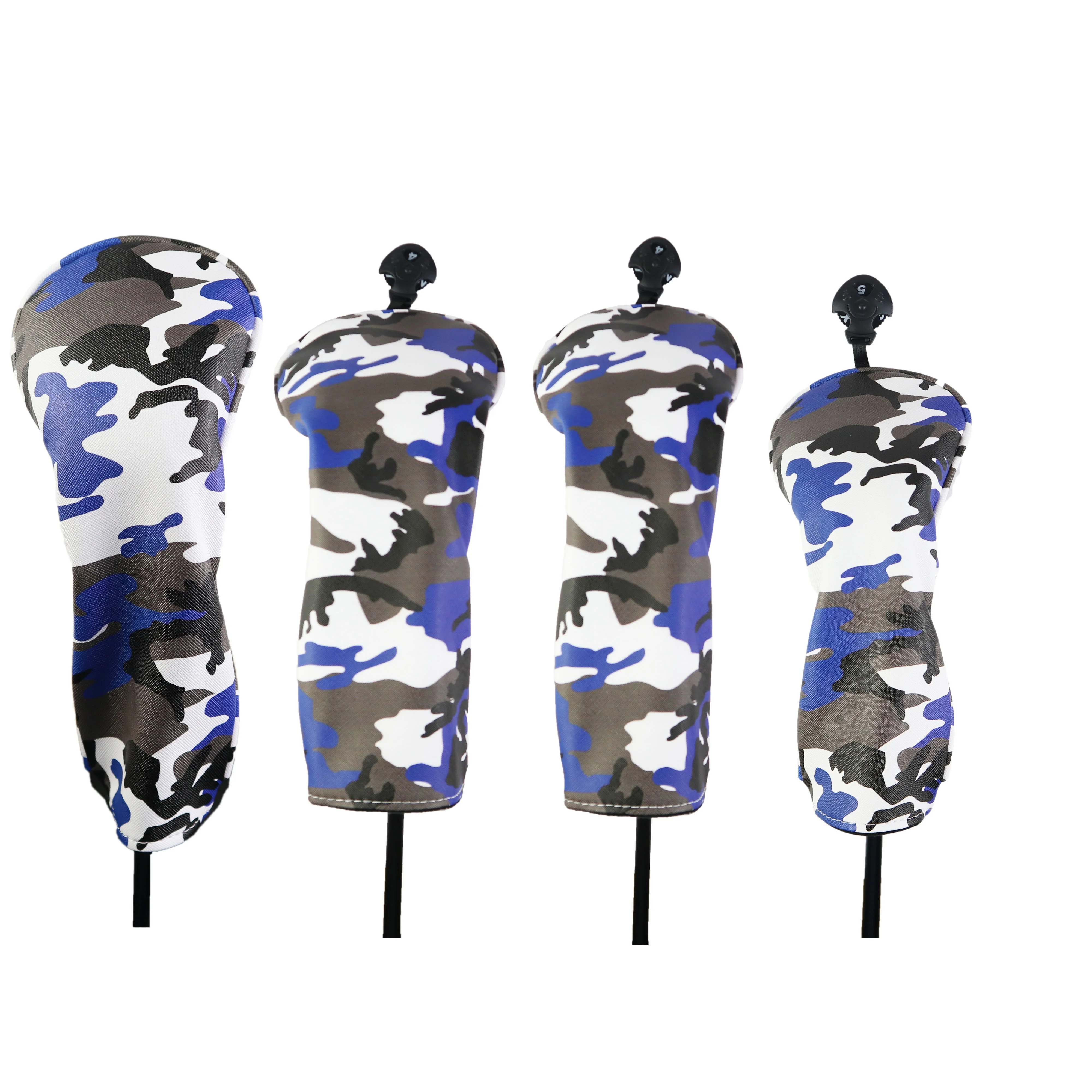 Golf club headcovers driver fairway wood camouflage camo PU Leather club cover Protect custom Blue 135UT nylon