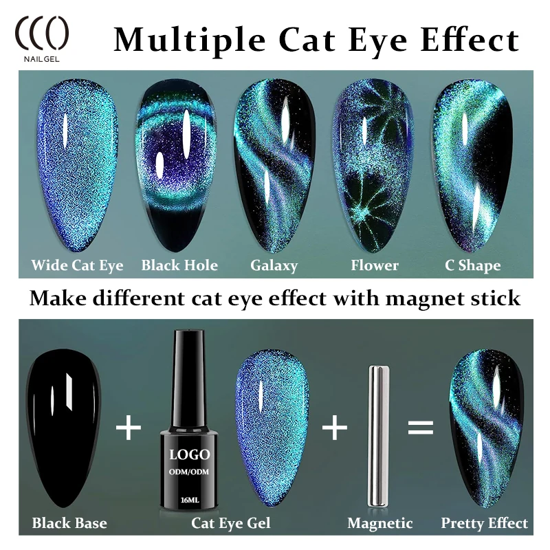 CCO Factory Price Private Label Cat Eye Uv Gel Polish Professional Salon 12d Magic Magnetic Uv Gel Nail Polish
