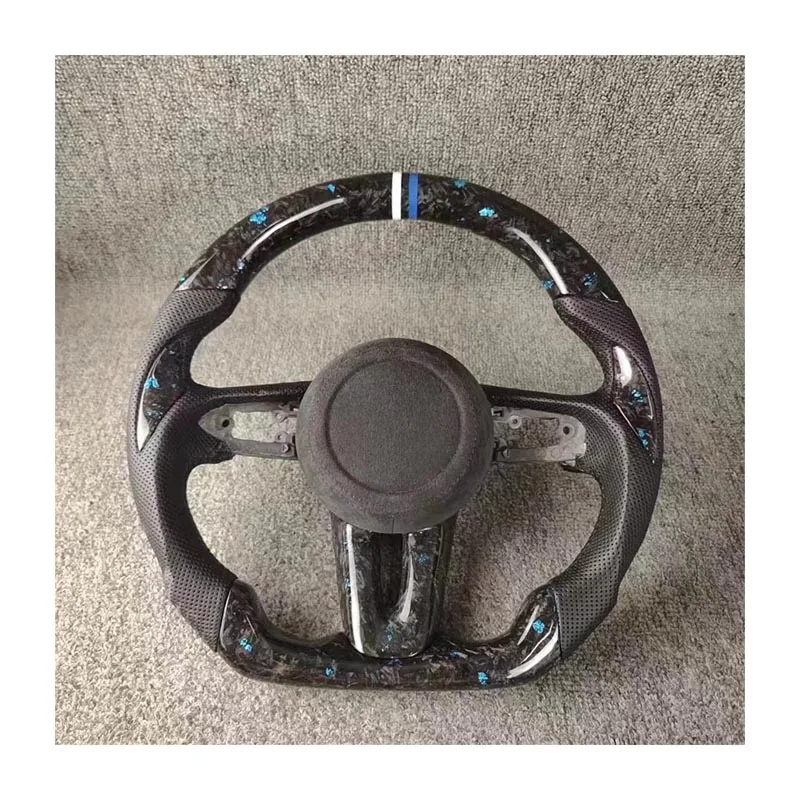 Black Leather Steering Wheel Carbon Fiber Material for Mazda 3 Rx8 6 2008-2016
