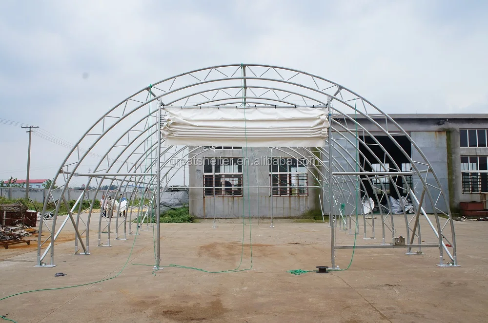 hot galvanized double truss steel frame manufacturing, structure for tent house, outdoor storage, industrial warehouse