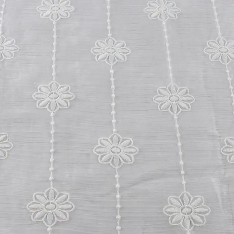 Лидер продаж, 15351, полиэстер, yoryu креп, вышивка на шифоновой ткани, белый цвет