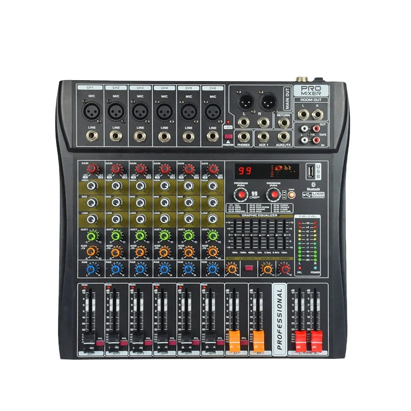 new design 6 channel digital mixing dj controller/audio console mixer sound speaker  mixer audio