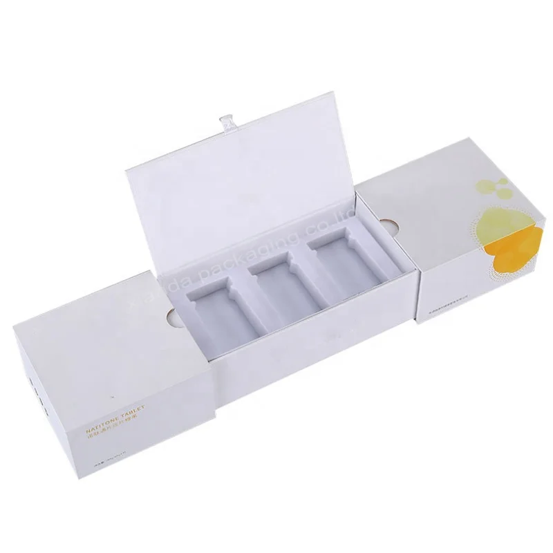 Customised unique drawer medical beauty packaging with EVA inner card healthcare medicine bottle medical beauty packaging