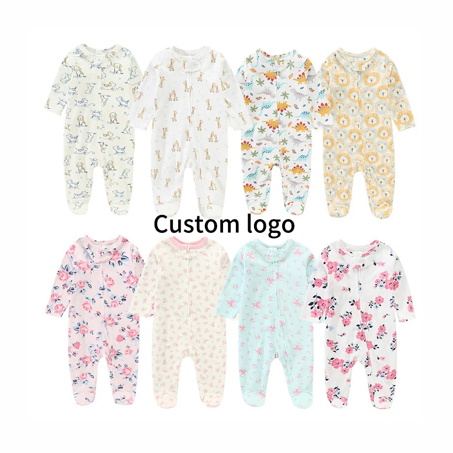 Wholesale Name Brand Clothes Babies Girl 1Year Old Pullover Romper Printed Full Sleeve Baby Romper