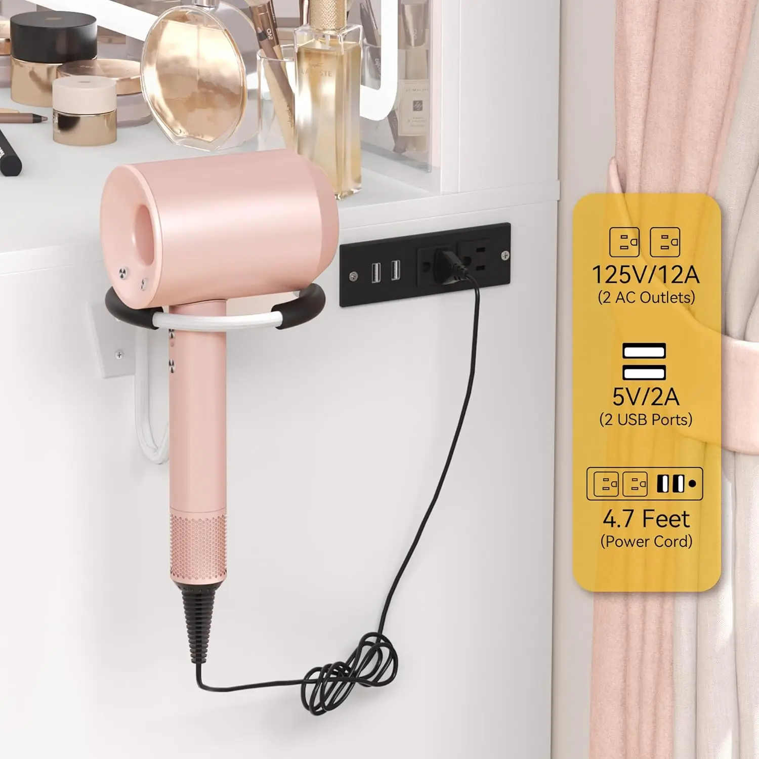 Large size Lighted Mirror  Makeup Vanity Desk with LED Strip 3 Color Lighting Modes with Adjustable Brightness 4 Drawers