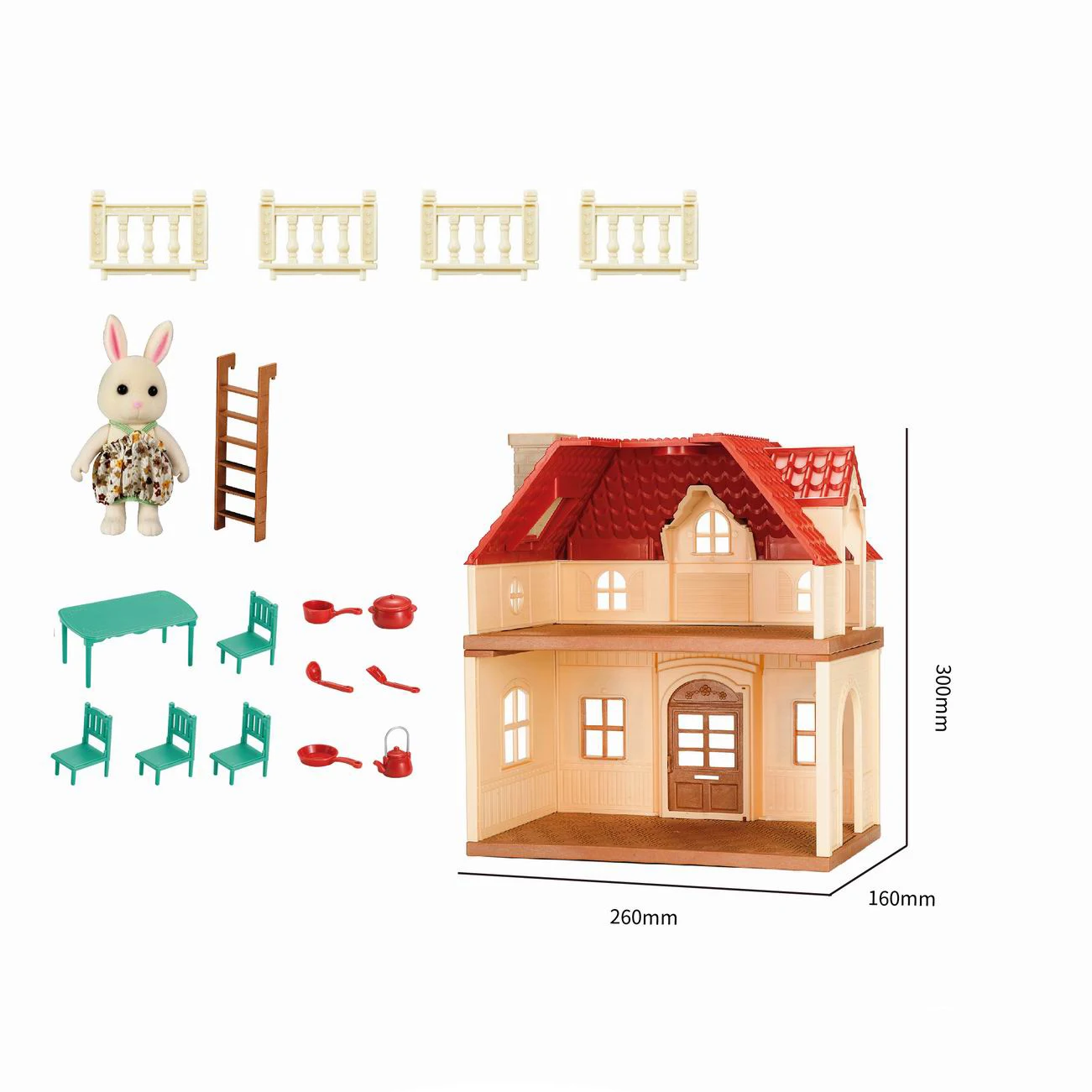 Two floor play house toy kids kitchen set toy pretend play preschool rabbit house play set animals family toys for kids