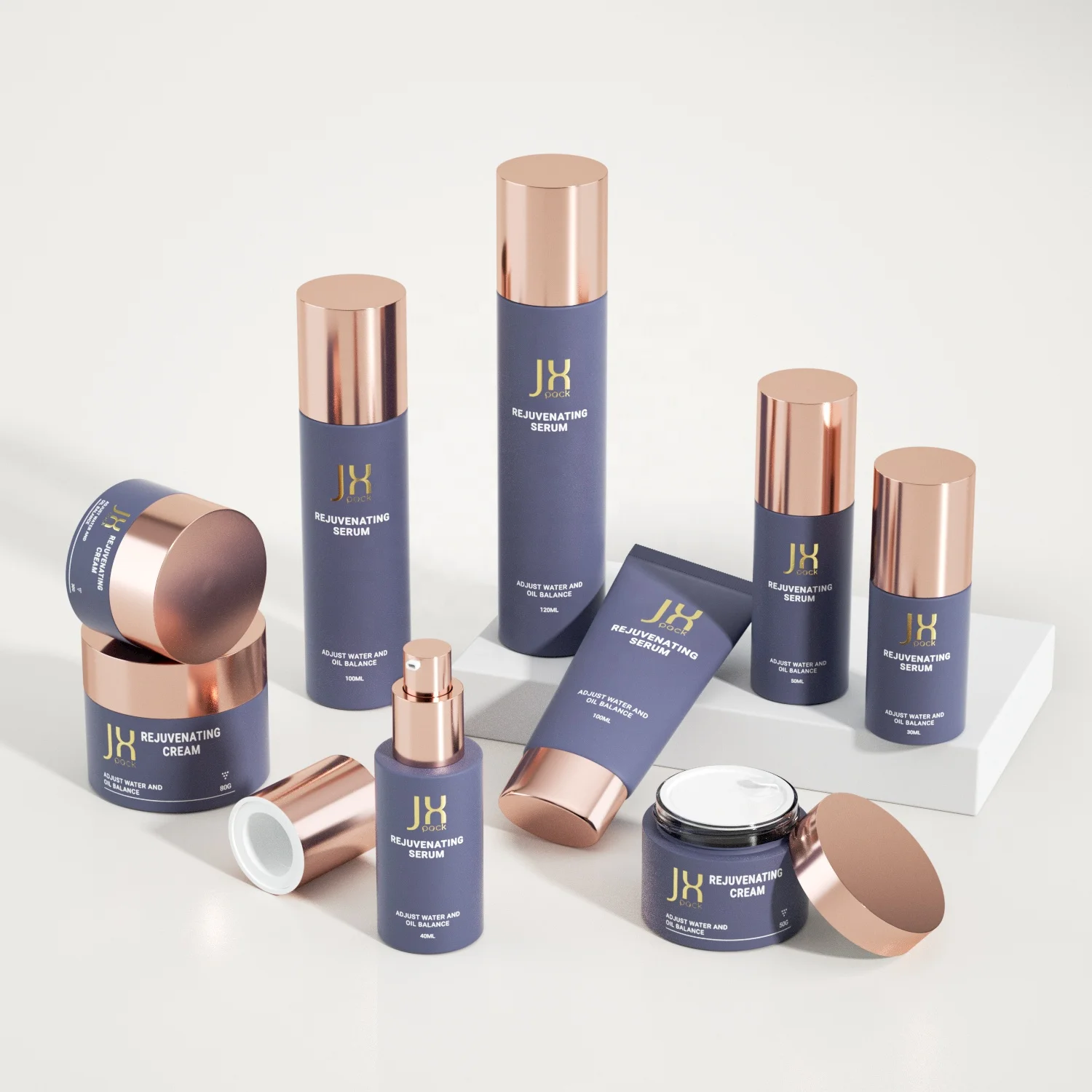 30ml 40ml 60ml 100ml 120ml custom luxury pink cosmetic glass packaging bottle set cream jar packaging lotion toner container