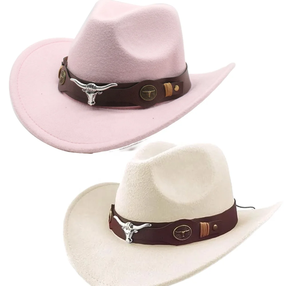 OEM ODM cheap manufacturer felt wool blended vintage custom adjustable felt fedora cowgirl cowboy hats for men
