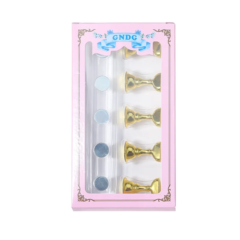 5-Pack Nail Art Practice Display Stand Checkerboard Magnetic Silver Practice Stand Set Polishing Gel Color Chart Tool