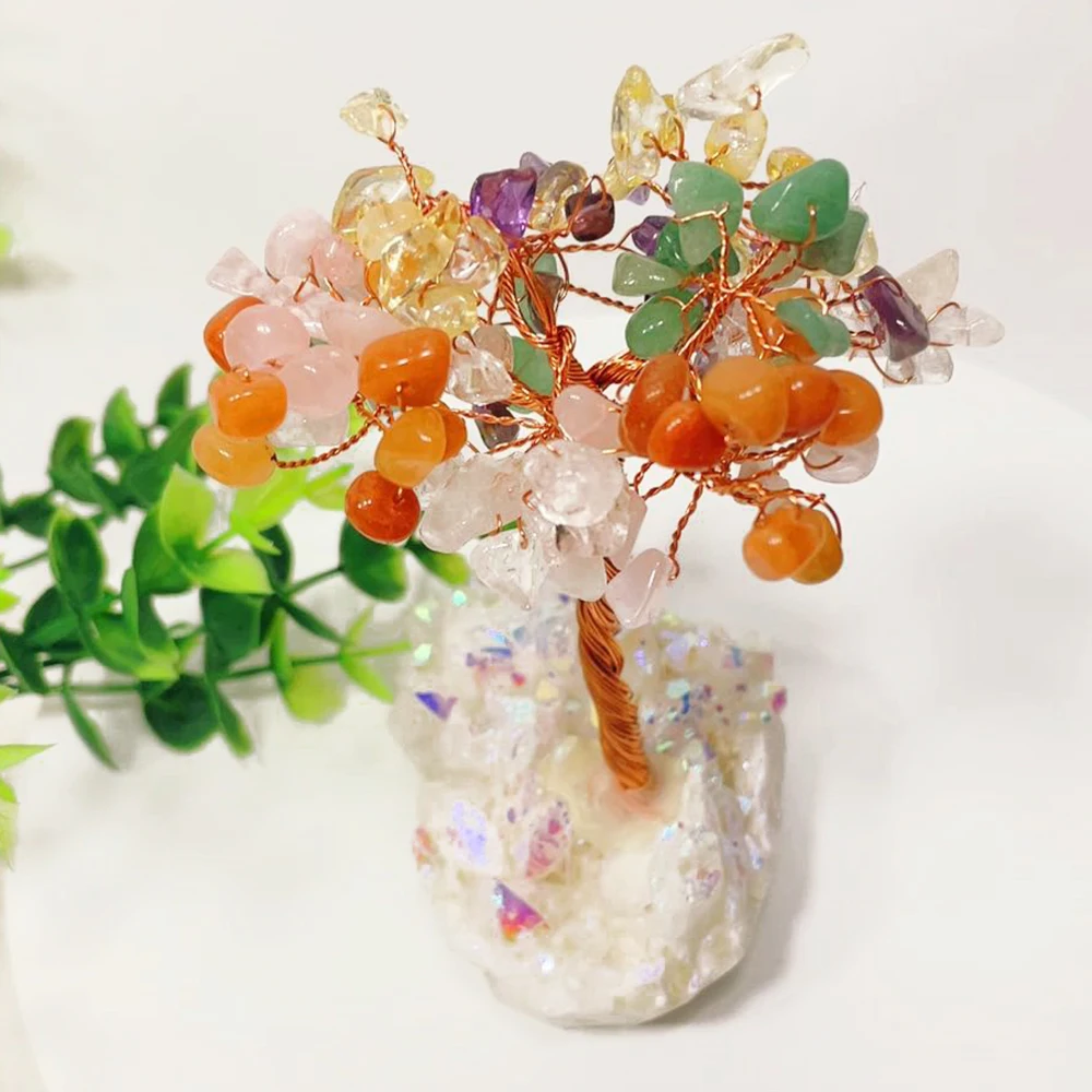 High Quality Healing Crystal Money Tree Aura Angle Cluster Base Crystal Tree
