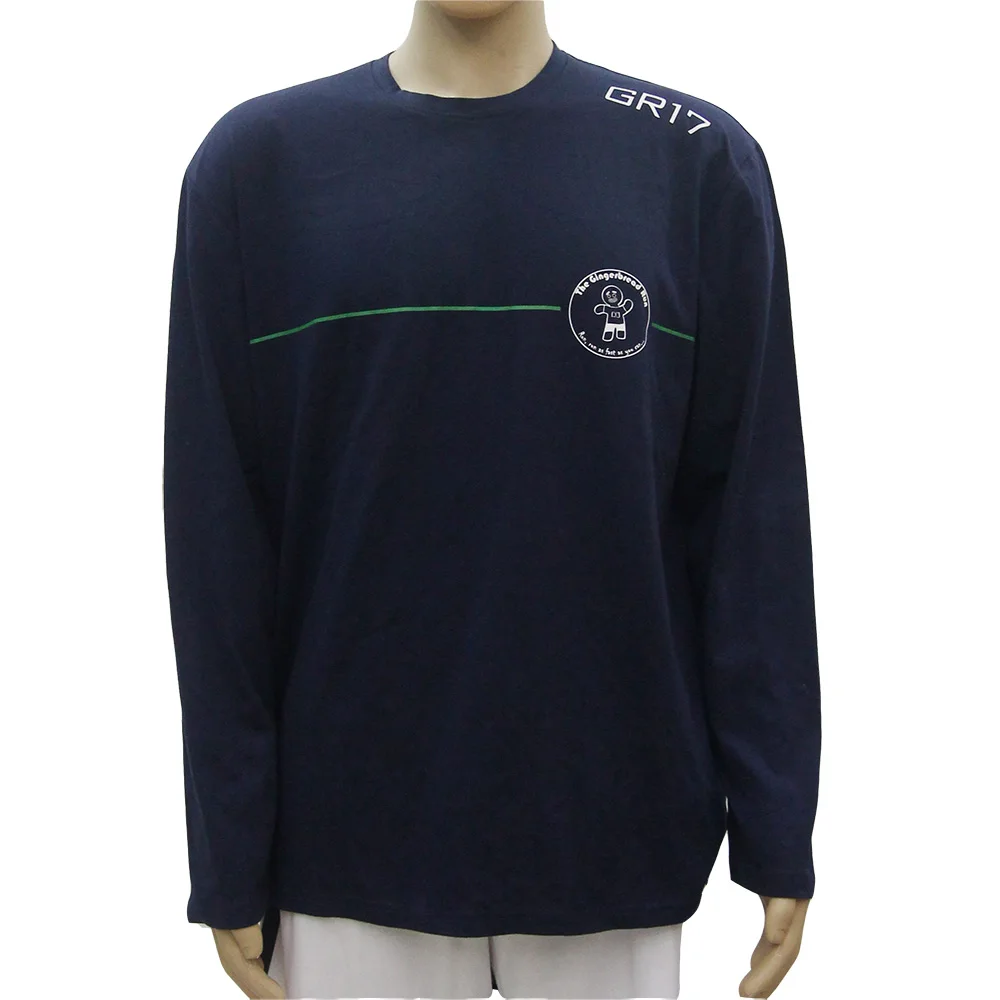 Black Custom Printing 230gsm Combed 100% Cotton Long Sleeve T Shirt