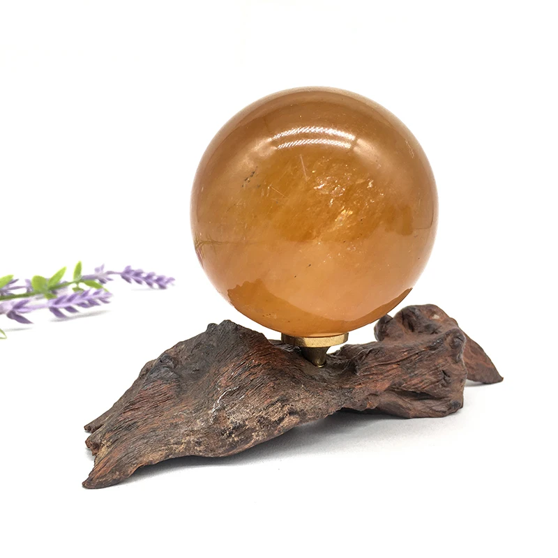 Wholesale Natural Crystal Orange honey calcite polished sphere Crystal Rainbow calcite ball for decoration