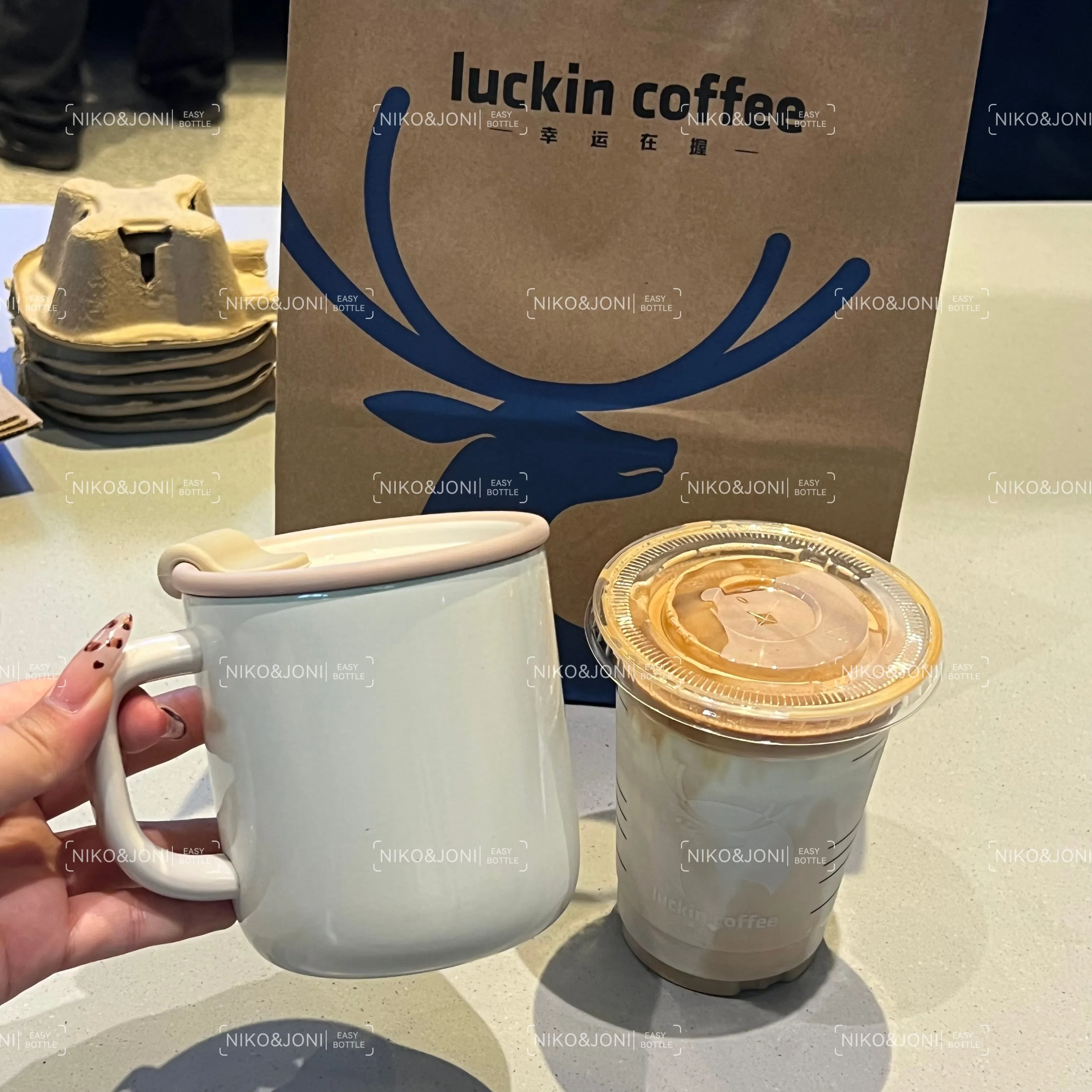 2025 New 460ml Inner Ceramic Coated Coffee Mug With Handle and Lid Double Layer Vacuum Insulated 16oz Tea Cup Latte Mug