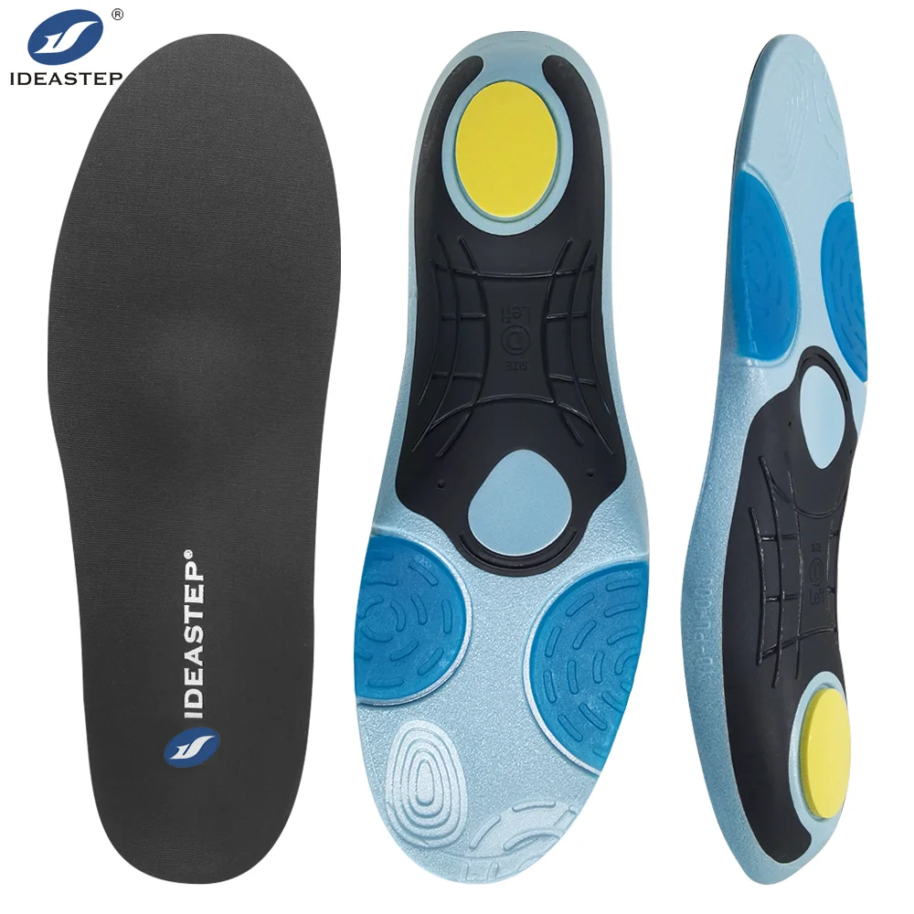 IDEASTEP Premium Custom Orthotic High Blue Yellow Silicone Gel Memory Foam Shoe Insoles Metatarsal With Pad Insole Support Arch