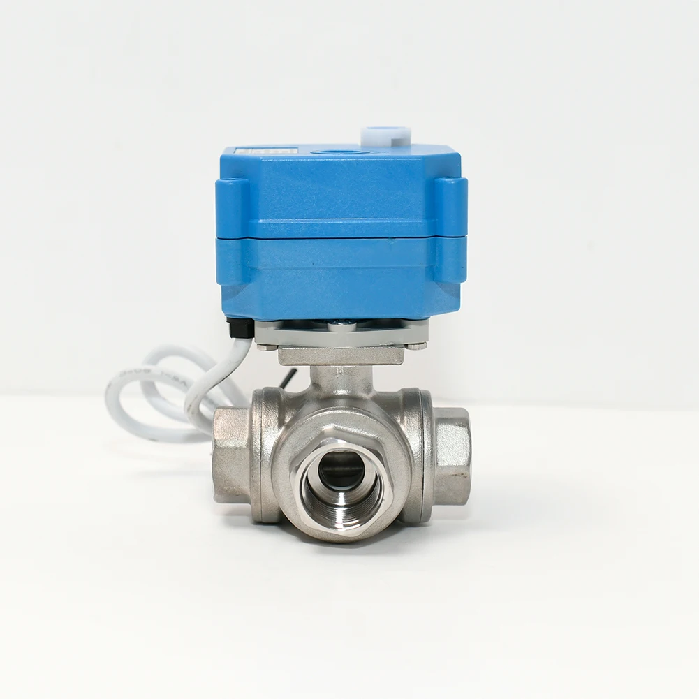 3 Way 1/2  DN15 L Port 12v 24v Stainless Steel Electric Motorized Ball Valve