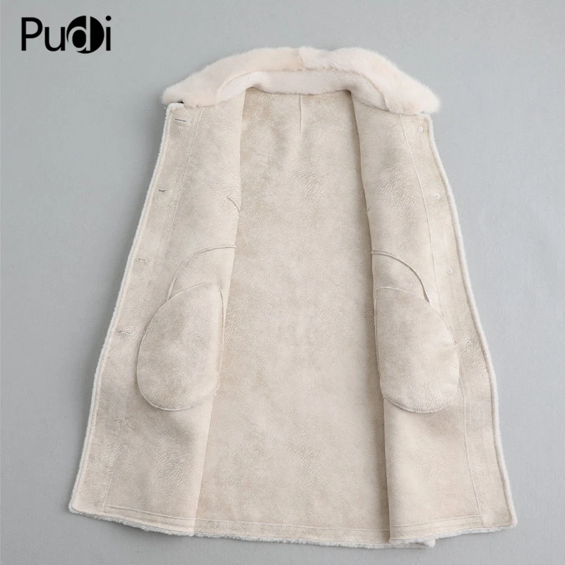 A19036 New Women Real Wool Fur Coat Genuine Mink Collar Casual  Jacket Real Fur Girl Coat Lady Fall Winter Warm Overcoat