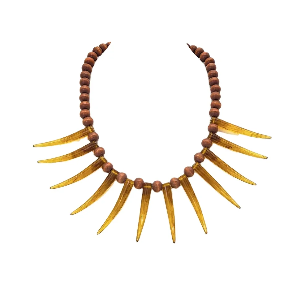 DAIHE Hawaiian Niche Design Tribal Style Beaded Bull Horn Necklace Retro Shell Beads Collars Necklace