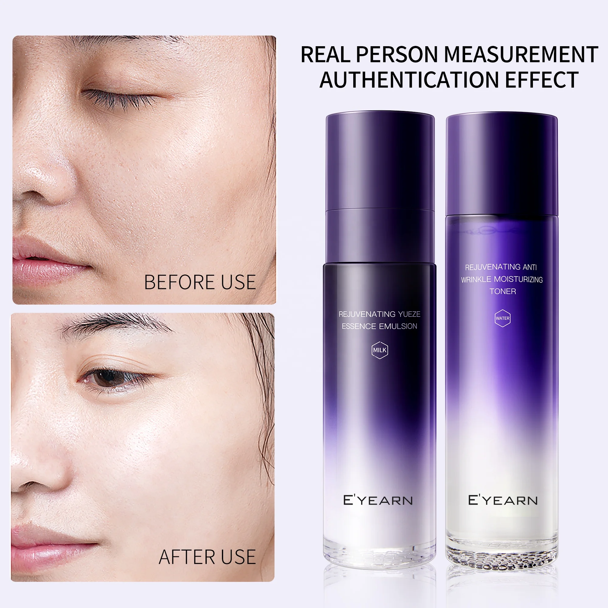 In Stock Facial Toner & Lotion Anti Aging 2-step Skin Care Kit with Ectoin Anti Wrinkle Face Care Set Gift Box