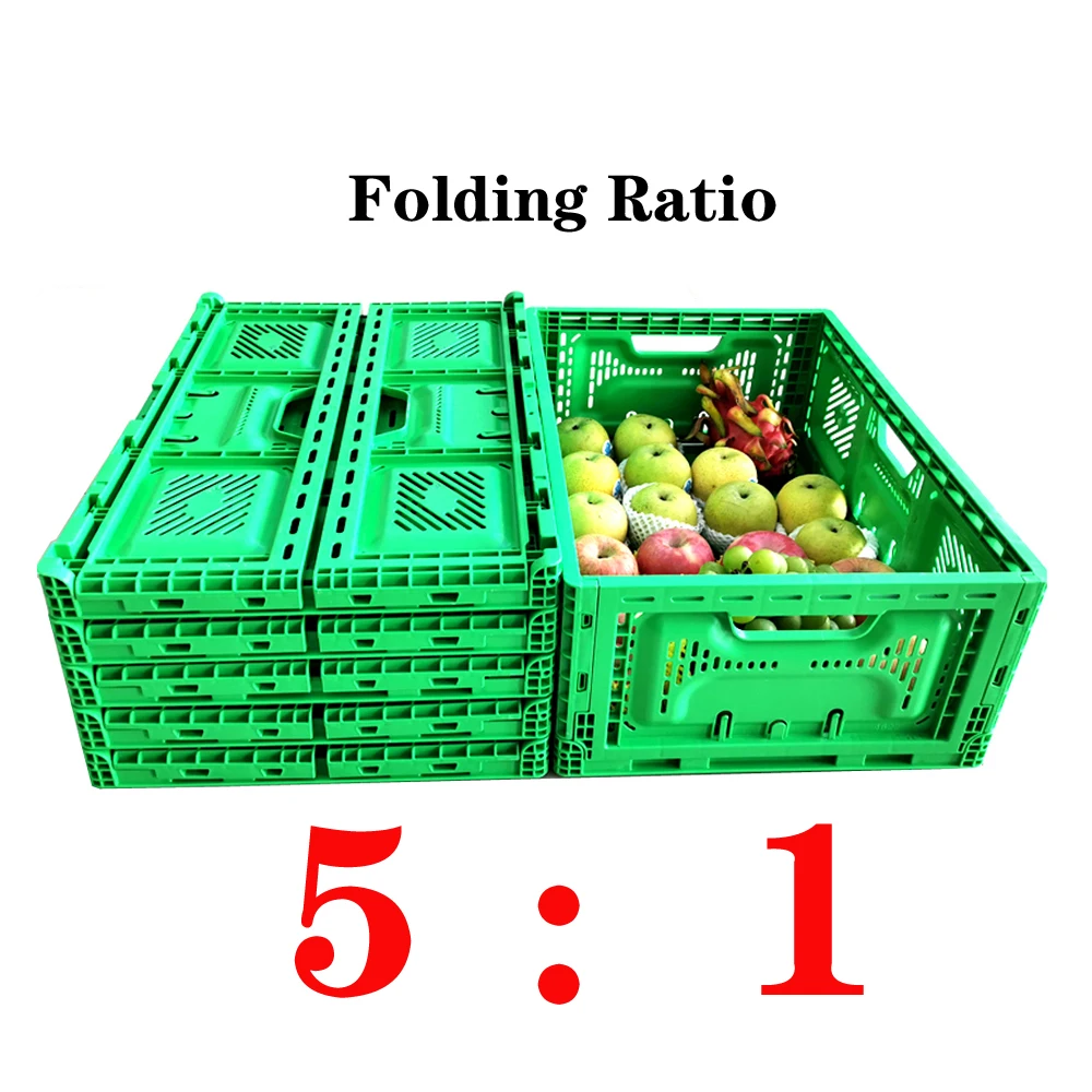 Farm supermarket folding vegetable plastic moving crate mesh stackable plastic storage basket